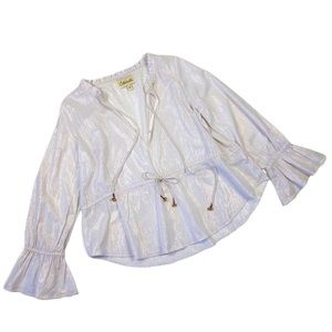 Cleobella x Revolve Lola blouse in white lurex